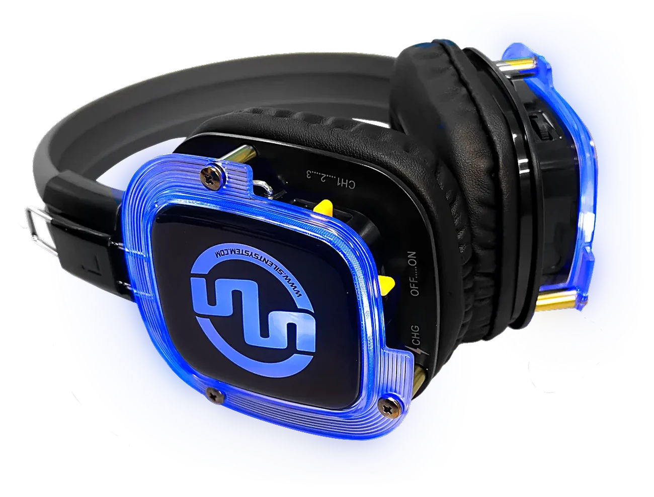 Silent Disco Kopfhörer SX-809 Super Power Bass mit blau leuchtenden LEDs